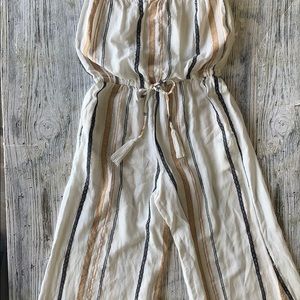 Elan strapless jumpsuit cream stripe